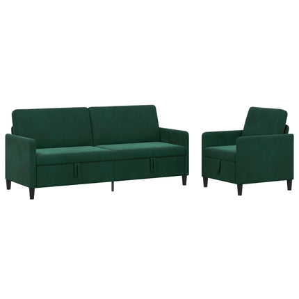 Sofa sæt med opbevaring 2 stk. Mørkegrøn Polyester