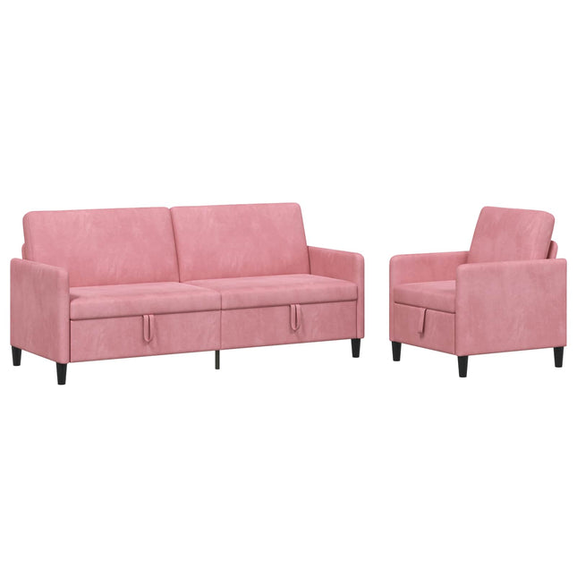 Sofa sæt med opbevaring 2 stk. Lyserød Polyester