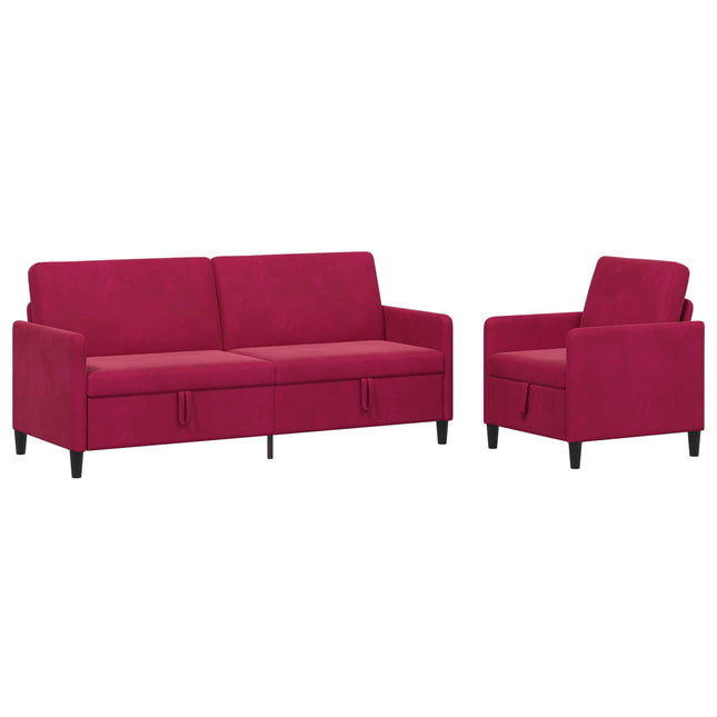 Sofa sæt med opbevaring 2 stk. Vinrød Polyester