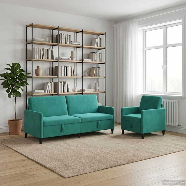 Sofa sæt med opbevaring 2 stk. Turkis Polyester
