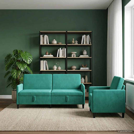 Sofa sæt med opbevaring 2 stk. Turkis Polyester