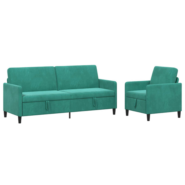 Sofa sæt med opbevaring 2 stk. Turkis Polyester