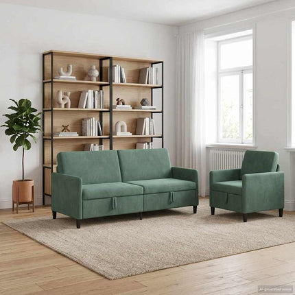 Sofa sæt med opbevaring 2 stk. Havgrøn Polyester