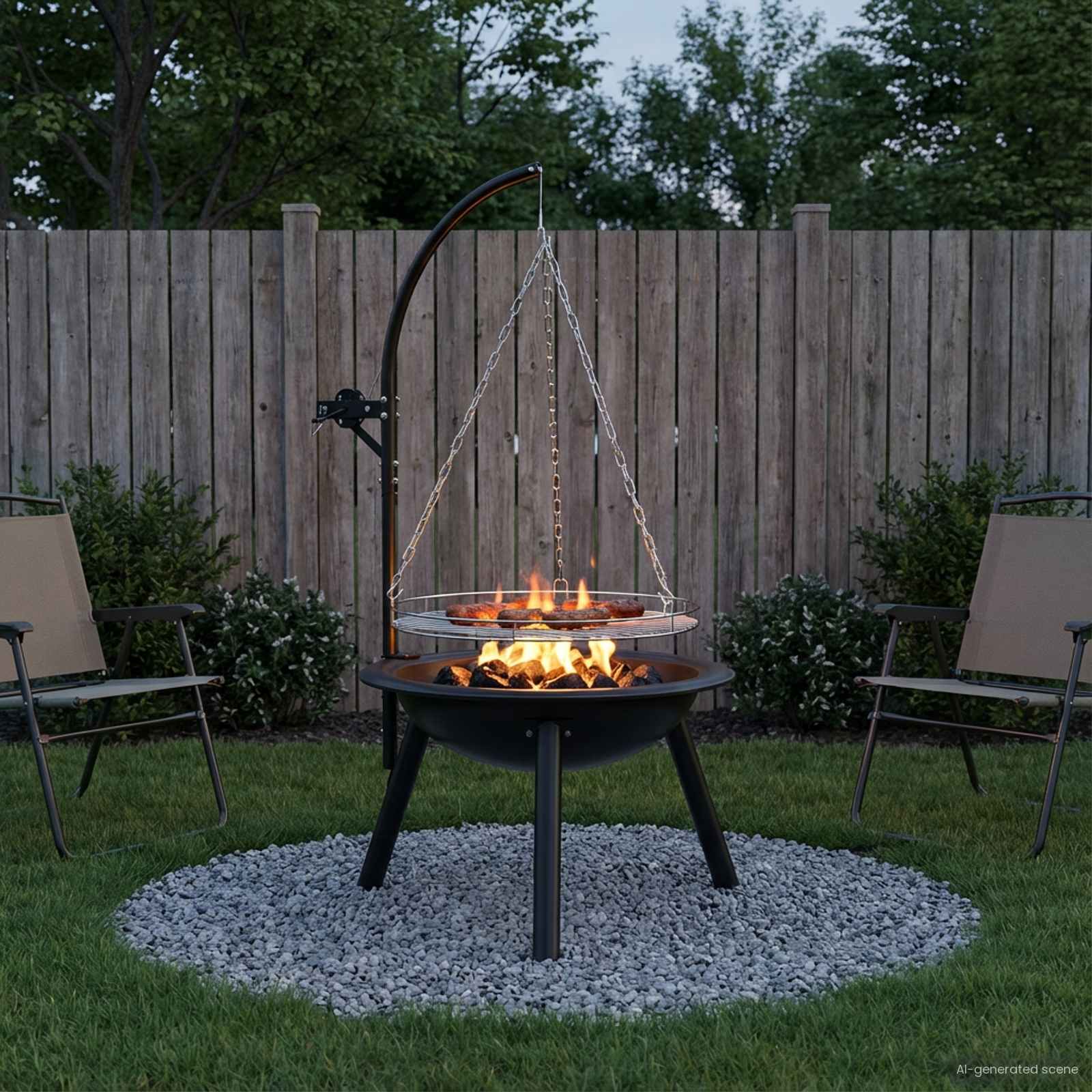 Blsted med justerbar grillrist 55,5 x 107,5 cm Stl Sort