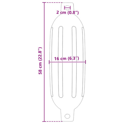 Båd fendere 2 stk. Ø 16 x 58 cm Blå PVC