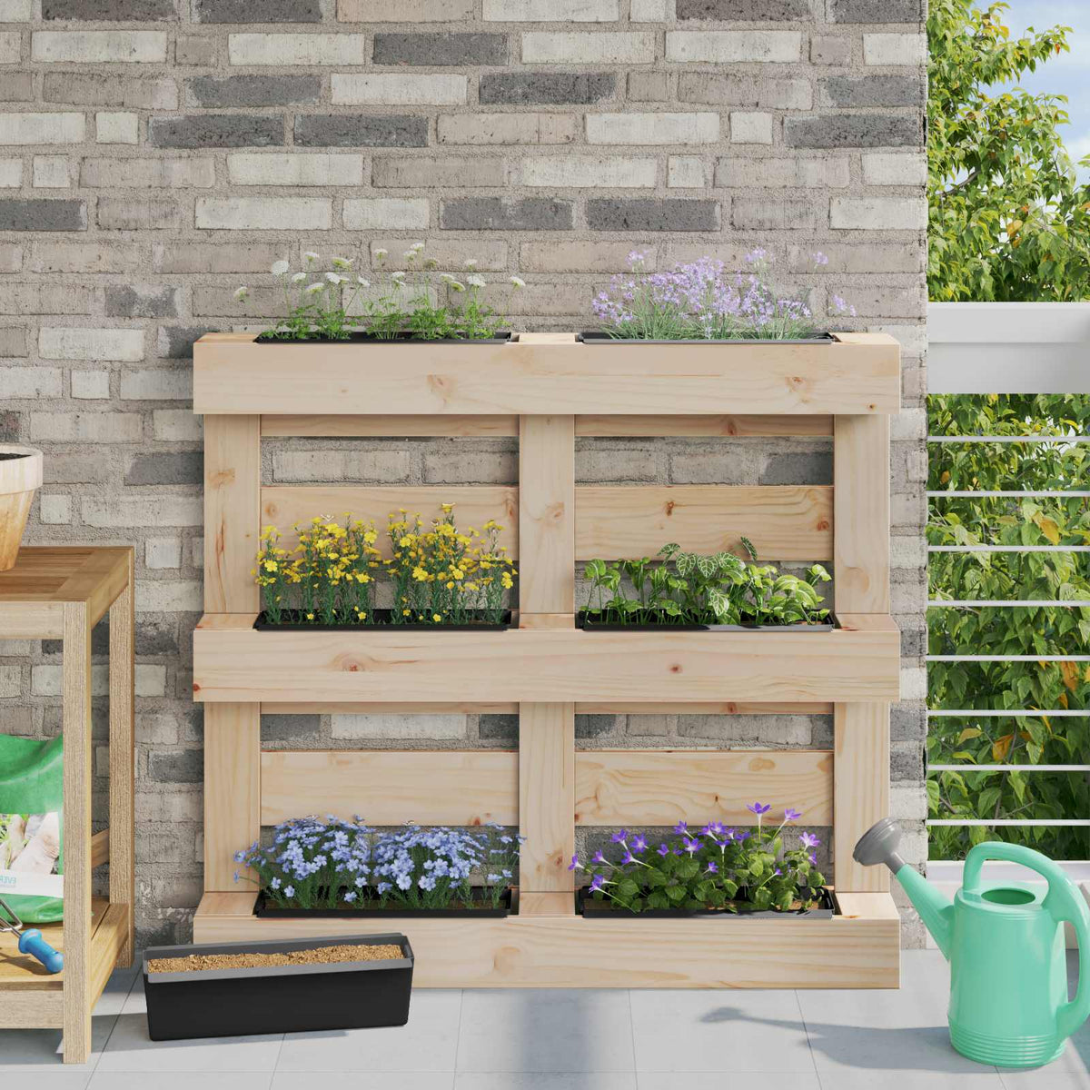 vidaXL Blomsterkasser til Euro-paletter 12 stk. Sort Polypropylen