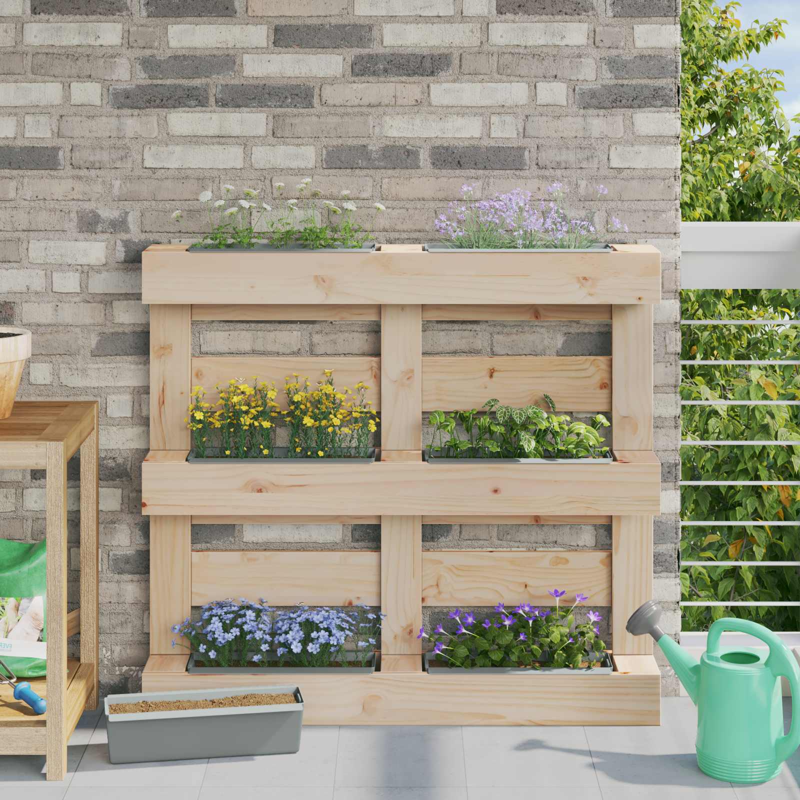 vidaXL Blomsterkasser til Euro-paletter 12 stk. Lysegrå Polypropylen