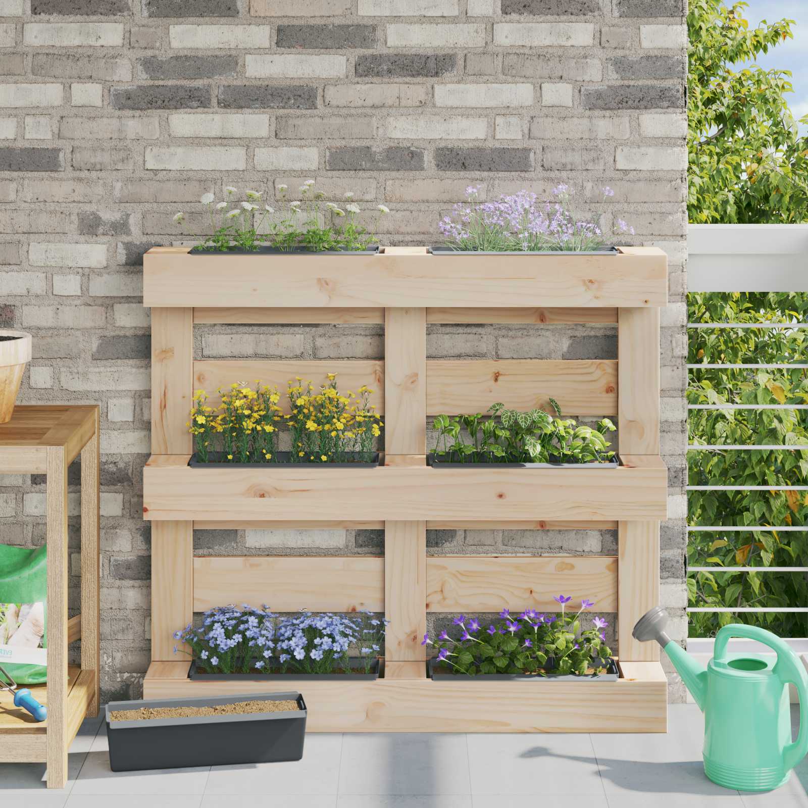 vidaXL Blomsterkasser til Euro-paletter 24 stk. Grå 36 x 13,5 x 9,5 cm