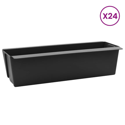 Blomsterkasser til Euro-paletter 24 pcs Sort 36 x 13,5 x 9,5 cm