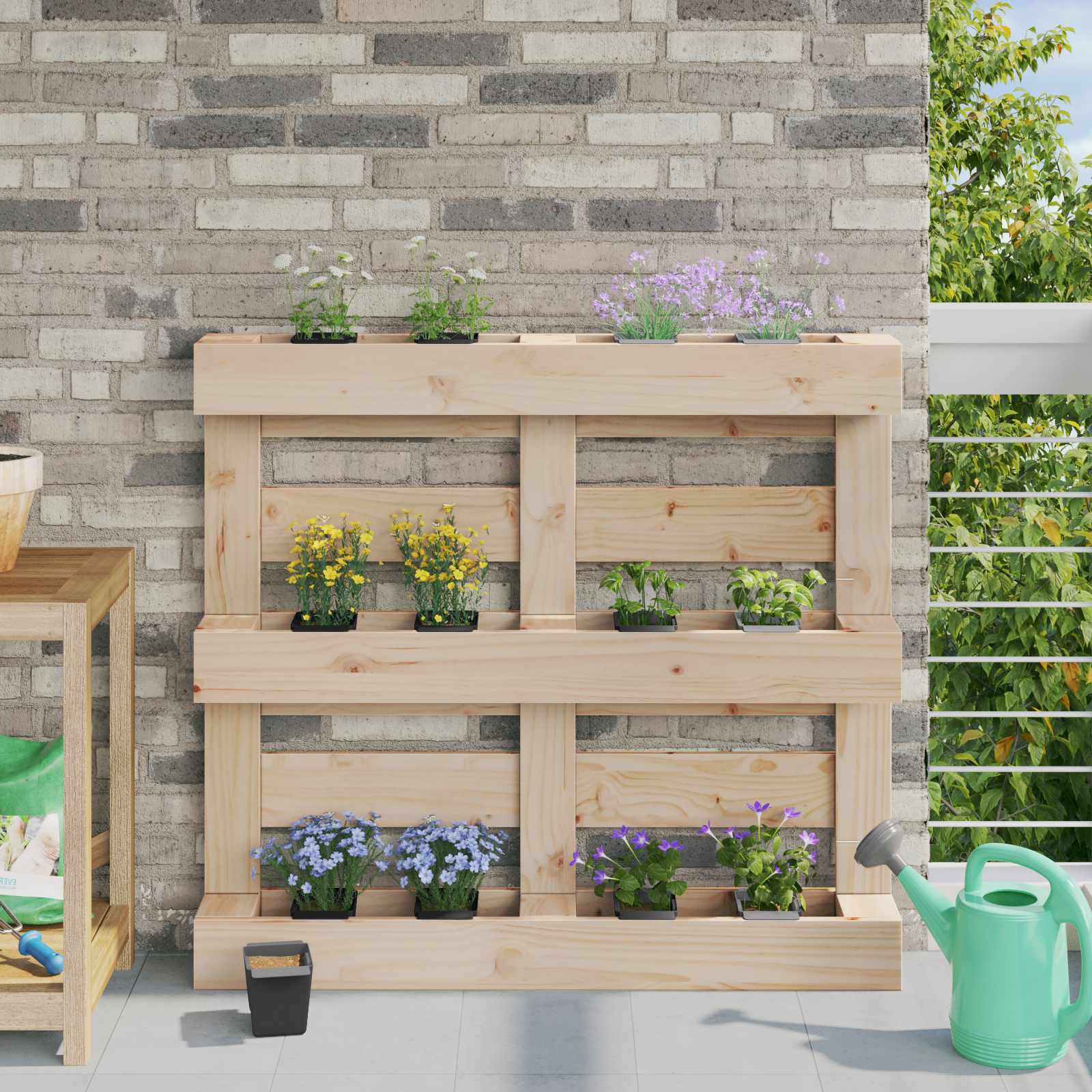 Blomsterkasser til Euro-paletter 12 pcs Sort 14 x 9 x 9,5 cm billede