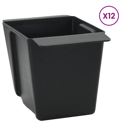 Blomsterkasser til Euro-paletter 12 pcs Sort 14 x 9 x 9,5 cm