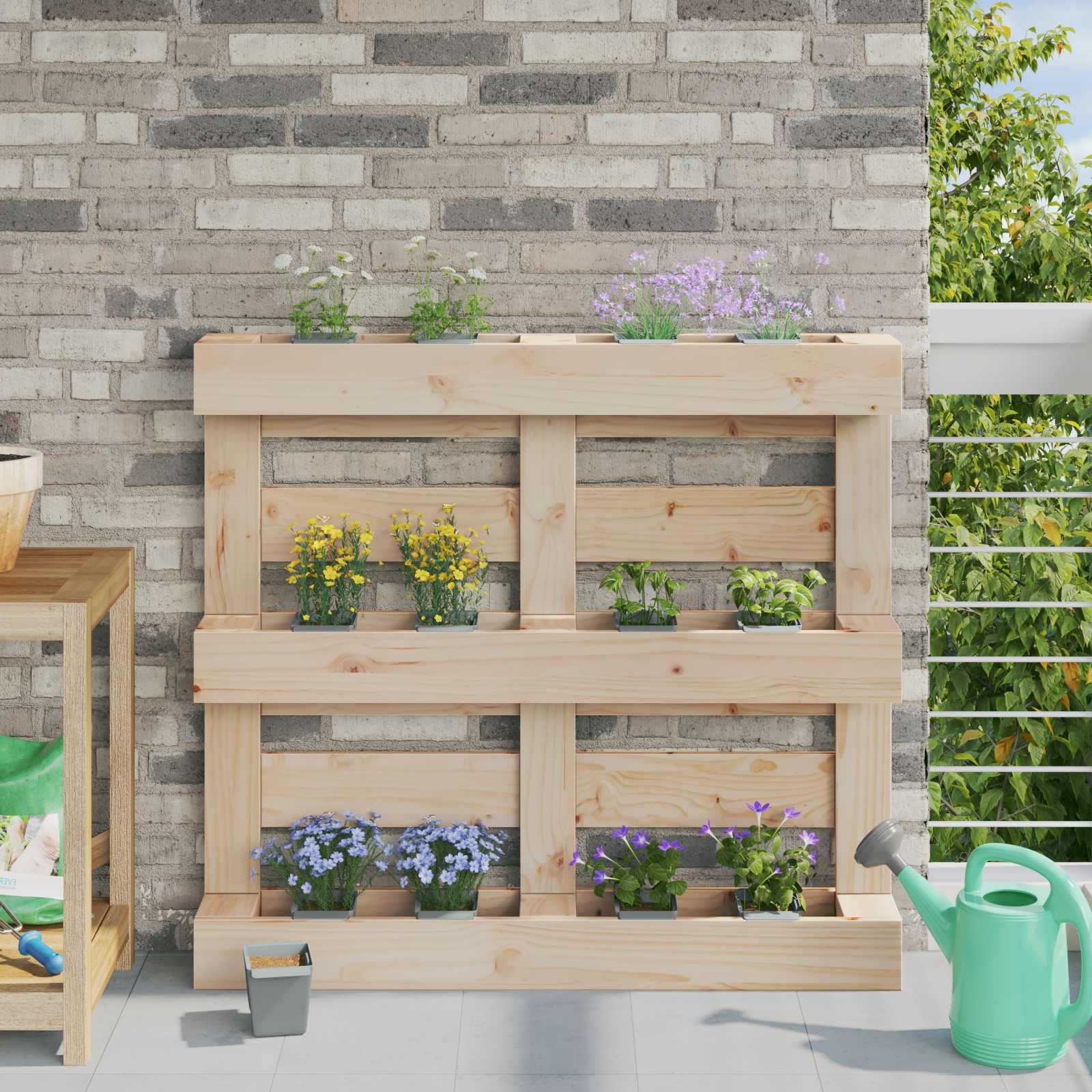 Blomsterkasser til Euro-paletter 12 pcs Lysegrå 14 x 9 x 9,5 cm billede