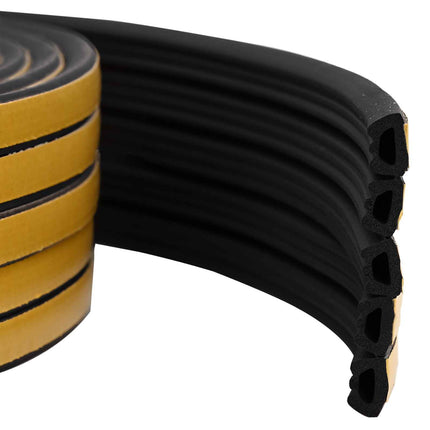 Selvklebende vindues tætningsbånd Sort 10 x 6 mm 12 m EPDM-skum