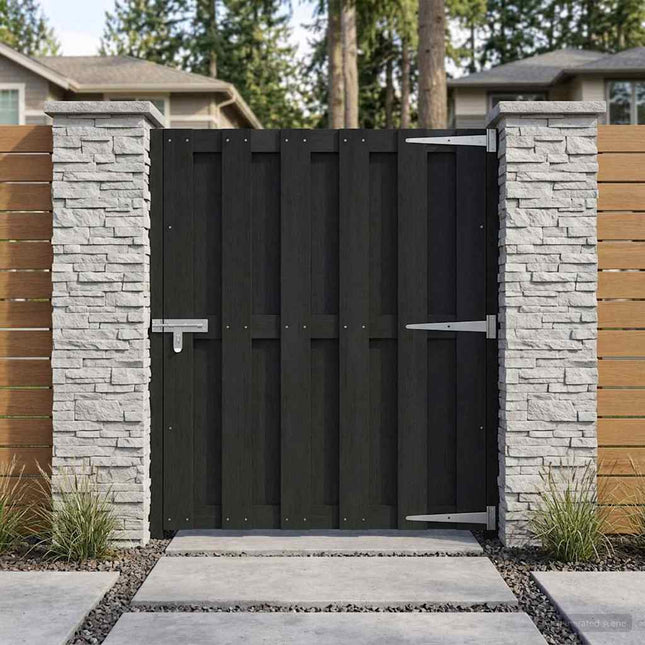 Haveport 100 x 112 cm WPC og Aluminium Sort