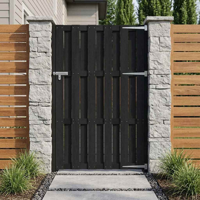 Haveport 100 x 180 cm WPC og Aluminium Sort