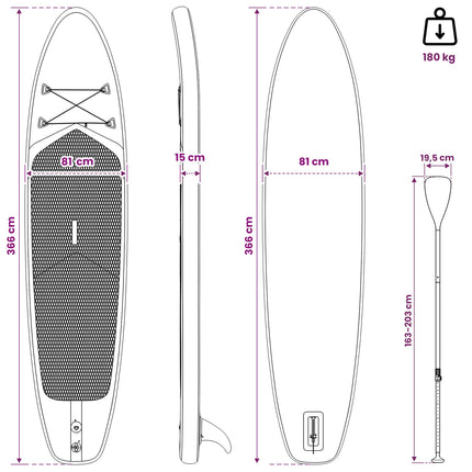 Oppustelig Stand Up Paddleboard TRITON 366 x 81 x 15 cm Blå til