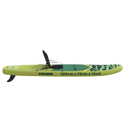 SUP board med sæde 2-i-1 POSEIDON 305 x 76 x 15 cm Grøn til