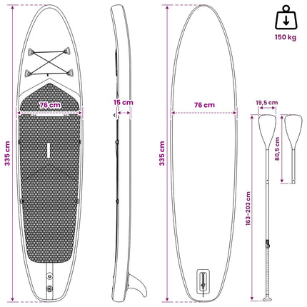 SUP board med sæde 2-i-1 POSEIDON 335 x 76 x 15 cm Grøn til