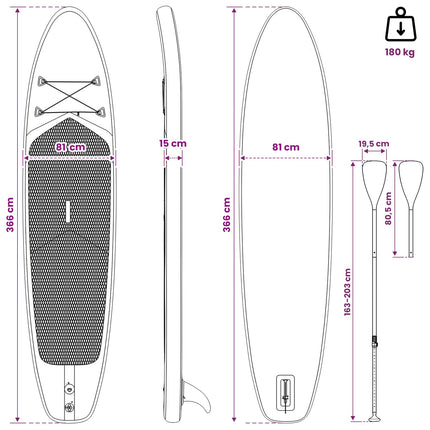 SUP board med sæde 2-i-1 TRITON 366 x 81 x 15 cm Blå til