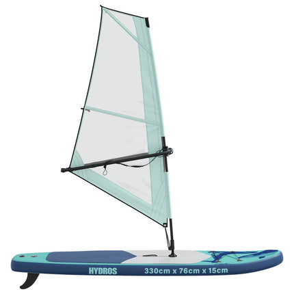 Oppusteligt SUP Board med Sejl HYDROS 330 x 76 x 15 cm Turkis