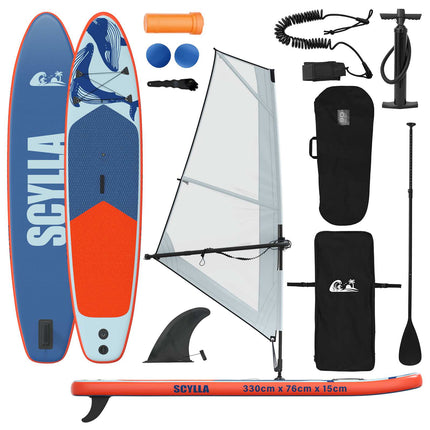 Oppusteligt SUP Board med Sejl SCYLLA 330 x 76 x 15 cm Blå til