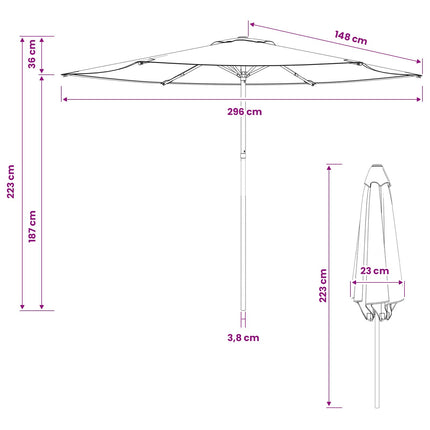 Havesol 300 x 300 cm Polyester Rektangulær Sort