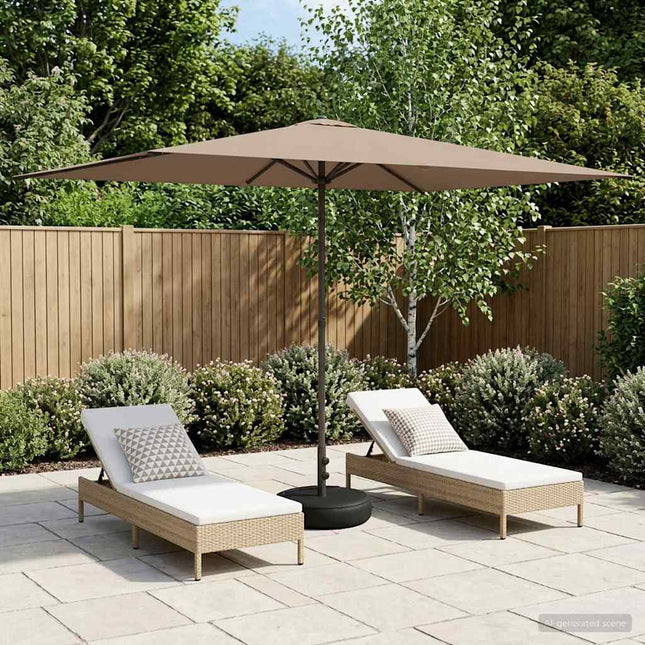 Haveparasol med base 200 x 300 cm Polyester Rektangulær Gråbrun