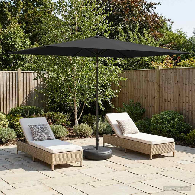 Haveparasol med base 200 x 300 cm Polyester Rektangulær