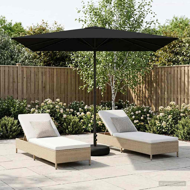 Haveparasol med base 200 x 300 cm Polyester Rektangulær Sort