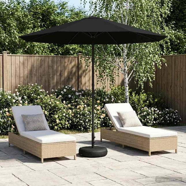 Haveparasol med base 230 x 230 cm Polyester Rektangulær Sort