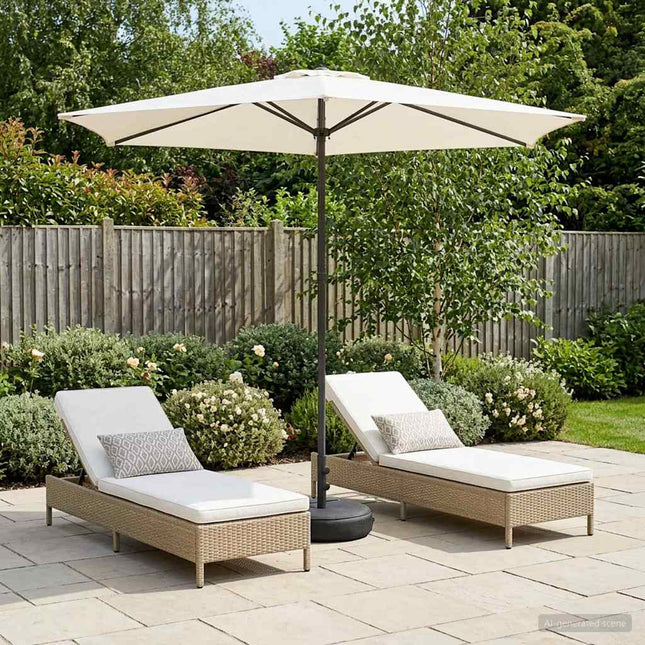 Haveparasol med base 270 x 270 cm Polyester Rektangulær