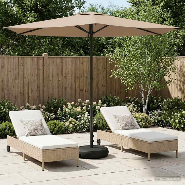Haveparasol med base 270 x 270 cm Polyester Rektangulær Gråbrun