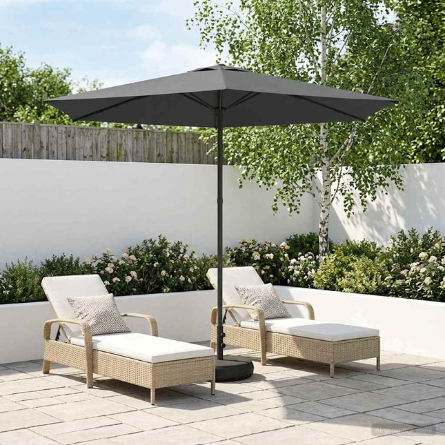 Haveparasol med base 270 x 270 cm Polyester Rektangulær