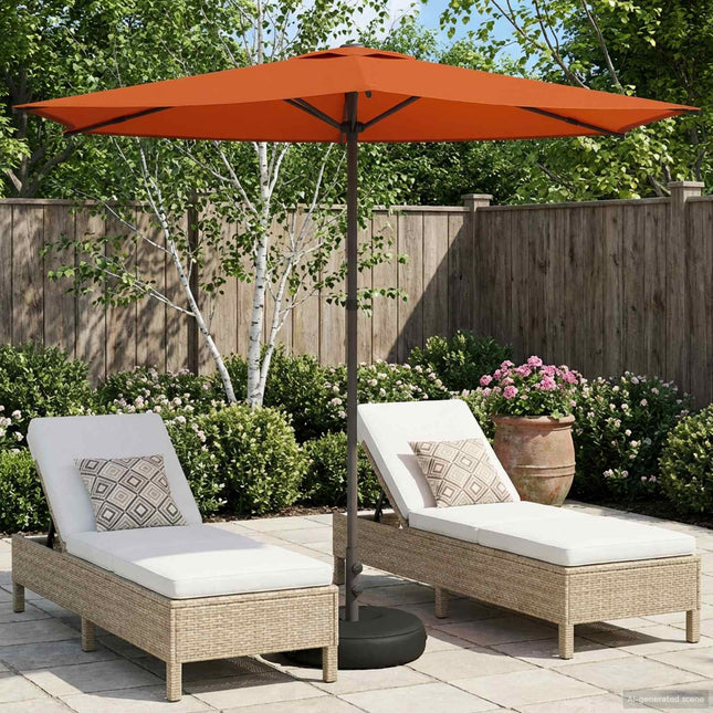 Haveparasol med base 270 x 270 cm Polyester Rektangulær