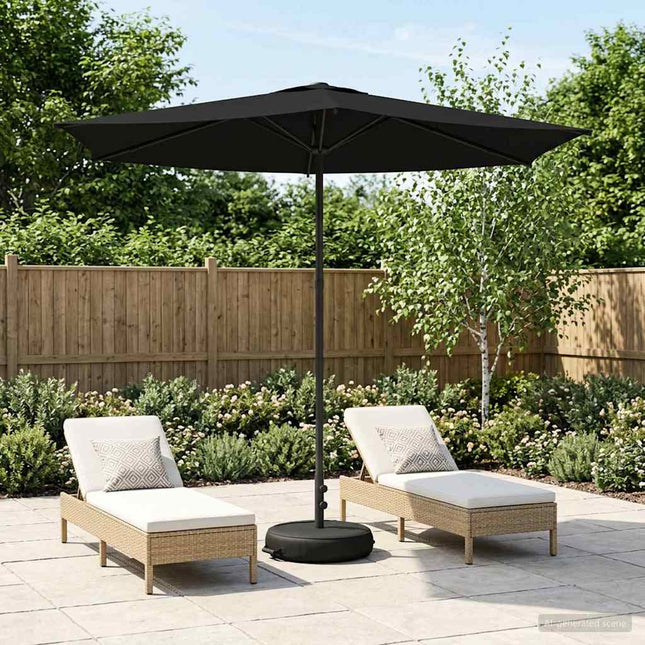 Haveparasol med base 270 x 270 cm Polyester Rektangulær Sort