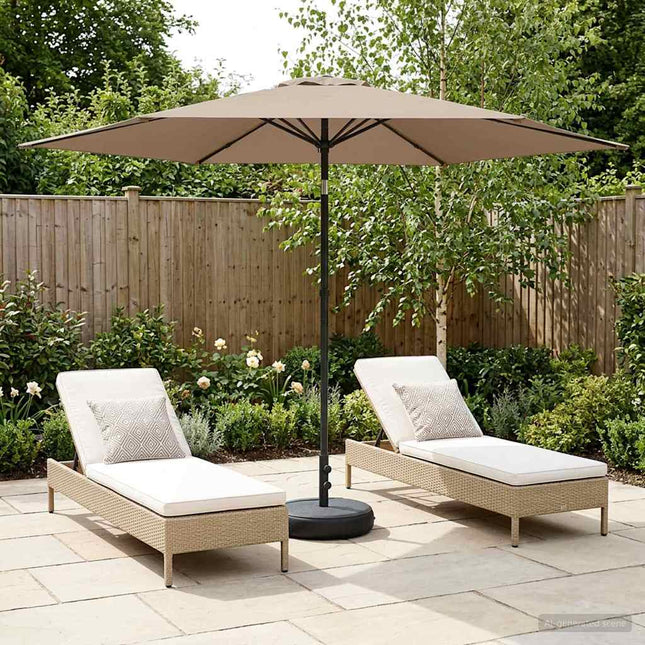 Haveparasol med base 300 x 300 cm Polyester Rektangulær Gråbrun