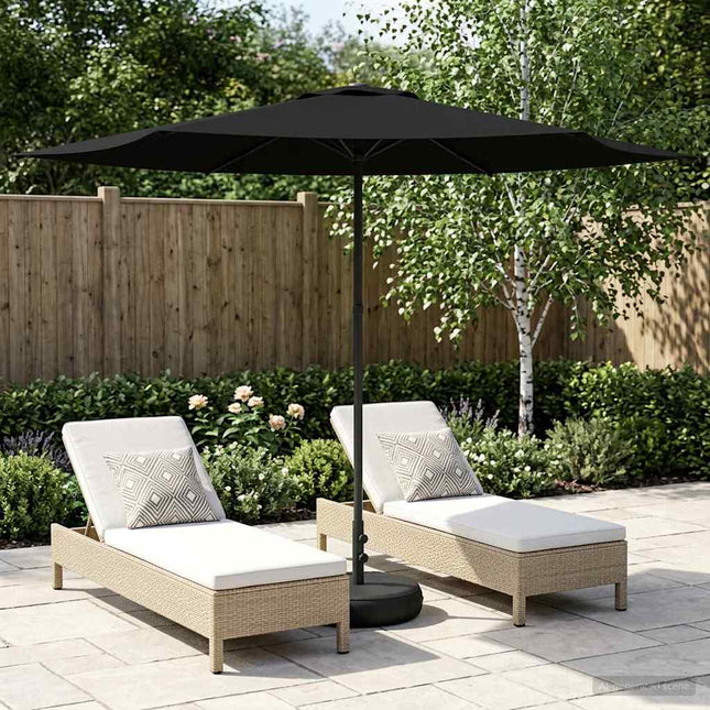 Haveparasol med base 300 x 300 cm Polyester Rektangulær Sort