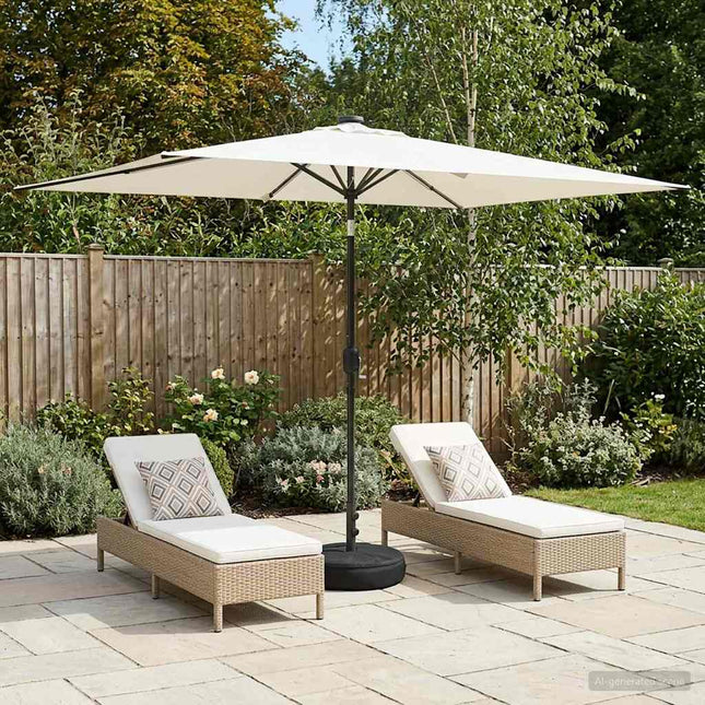Haveparasol med LED lys og fod 200 x 300 cm Polyester