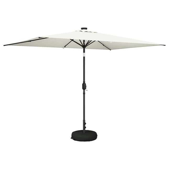 Haveparasol med LED lys og fod 200 x 300 cm Polyester