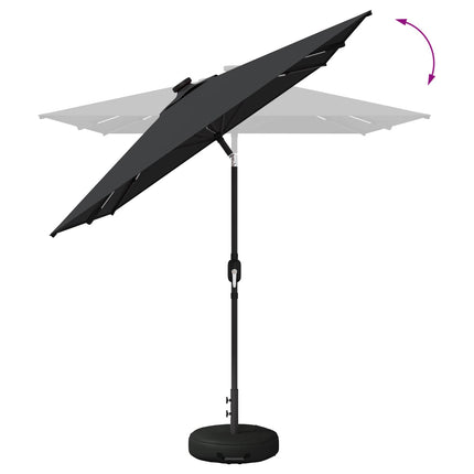 Haveparasol med LED lys og fod 200 x 300 cm Polyester Antracit