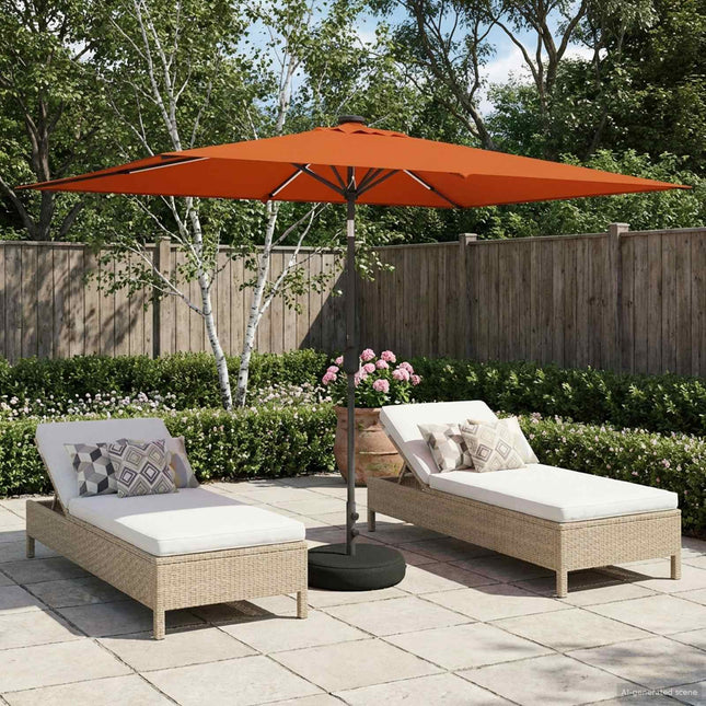 Haveparasol med LED lys og fod 200 x 300 cm Polyester