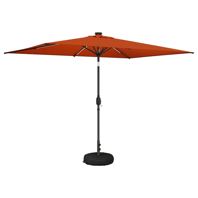 Haveparasol med LED lys og fod 200 x 300 cm Polyester