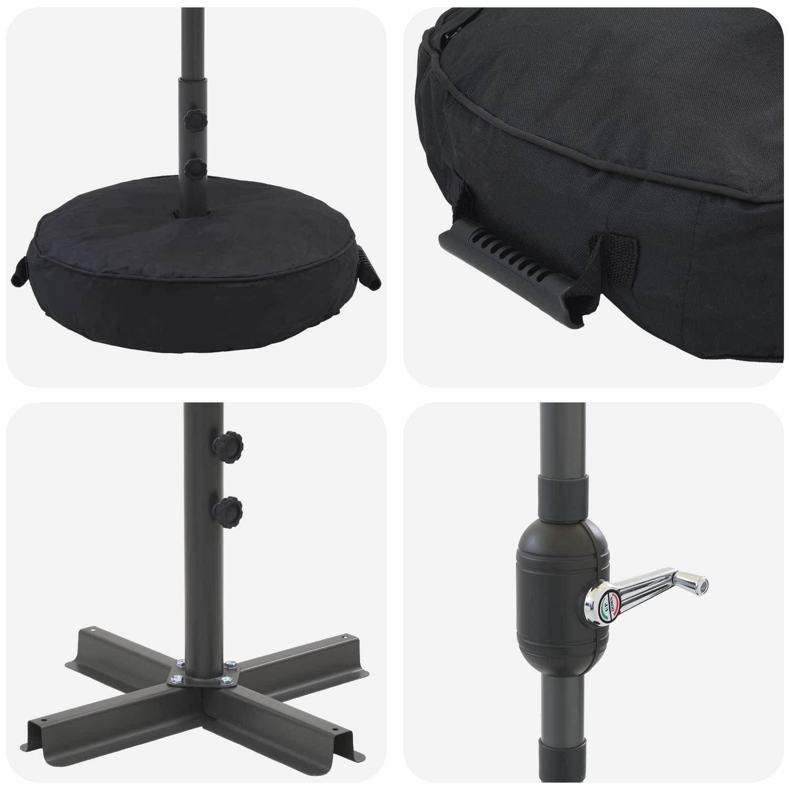 Have Parasol med LED Lygter 200 x 300 cm Polyester Sort
