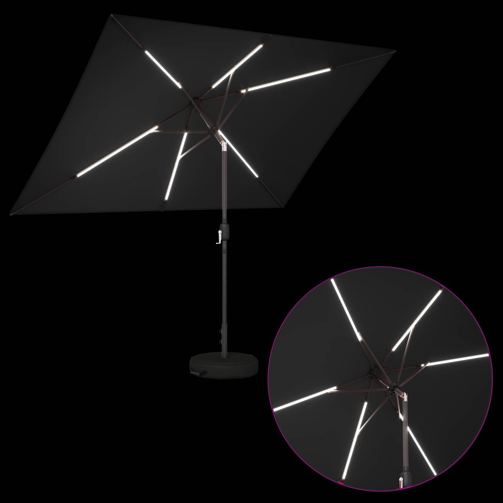 Have Parasol med LED Lygter 200 x 300 cm Polyester Sort