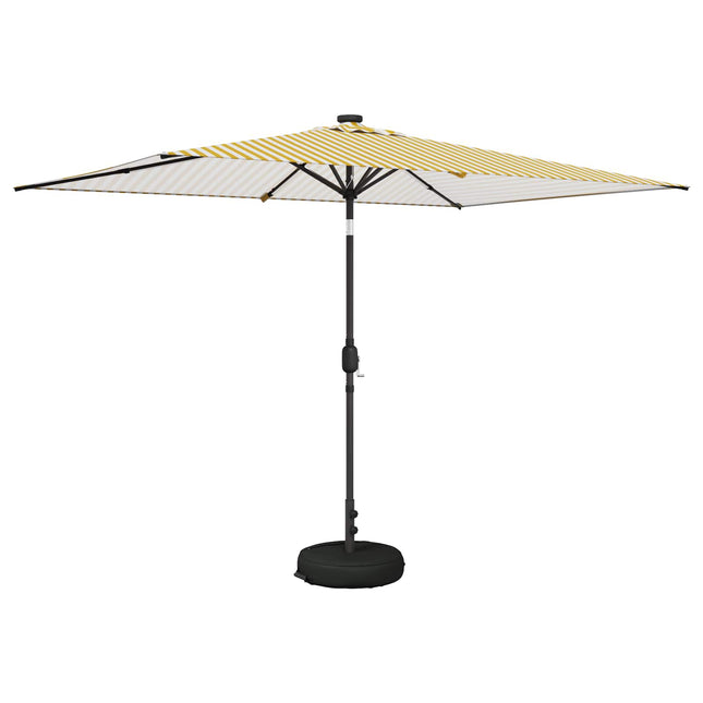 Haveparasol med LED lys og fod 200 x 300 cm Polyester