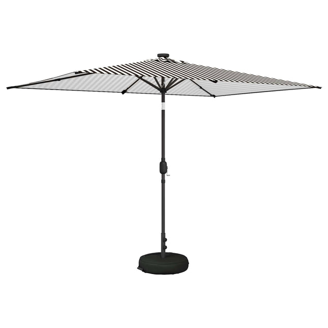 Haveparasol med LED lys og fod 200 x 300 cm Polyester