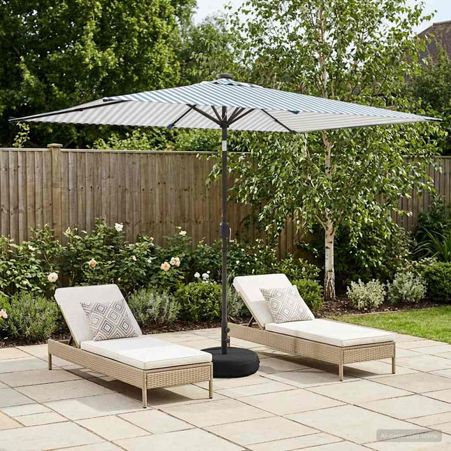 Haveparasol med LED lys og fod 200 x 300 cm Polyester