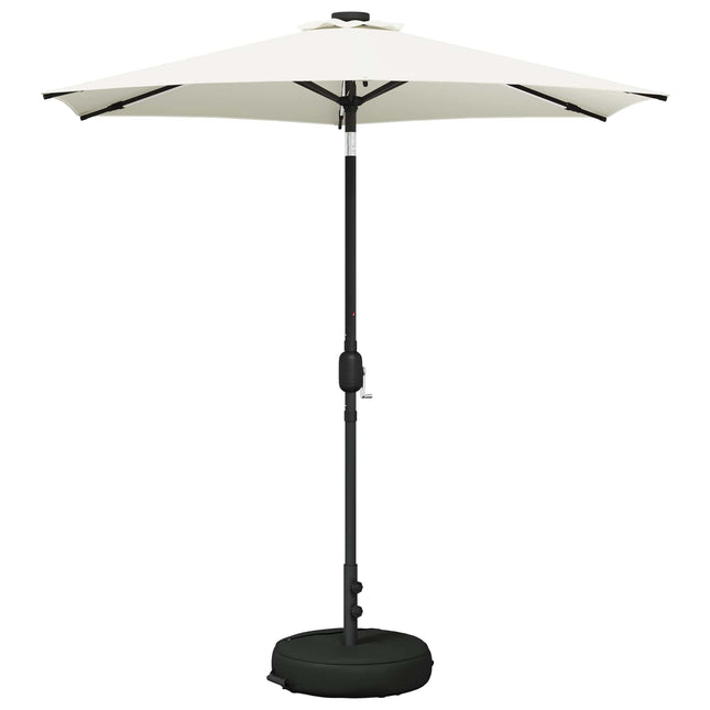 Haveparasol med LED lys og fod 230 x 230 cm Polyester
