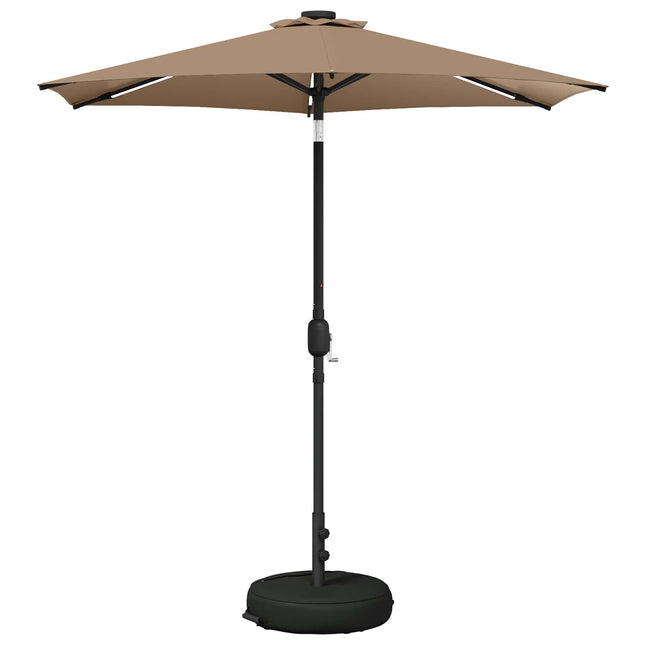 Haveparasol med LED lys og fod 230 x 230 cm Polyester Gråbrun