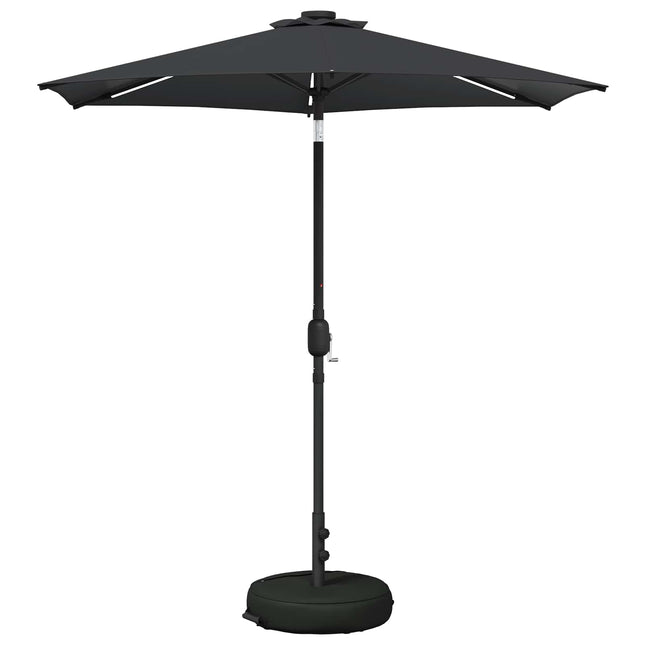 Haveparasol med LED lys og fod 230 x 230 cm Polyester Antracit